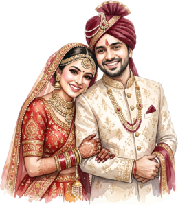 - Content Indian Wedding Couple Illustration, Featuring a Bride with Nose Ring for Authentic Invitations and Decor Free PNG Download