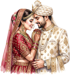 - Content Indian Wedding Couple Illustration, Featuring a Bride with Nose Ring for Authentic Invitations and Decor Free PNG Download