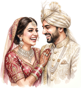 - Content Indian Wedding Couple Illustration, Featuring a Bride with Nose Ring for Authentic Invitations and Decor Free PNG Download