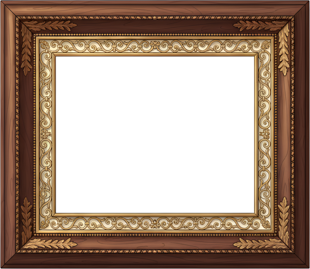 Ornate classic wooden picture frame, fine illustration PNG graphic accent 1 - Ornate classic wooden picture frame, fine illustration PNG graphic accent Free PNG Download