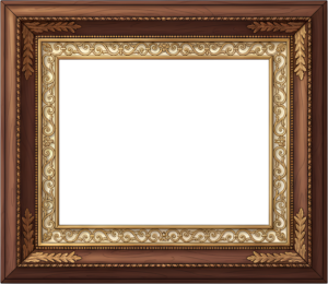 Ornate classic wooden picture frame, fine illustration PNG graphic accent