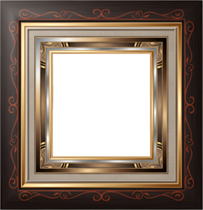 Bold multi-layered modern picture frame illustration, chic dark wood PNG
