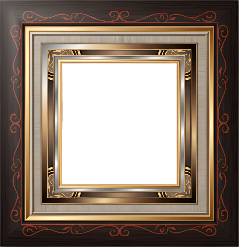 - Bold multi-layered modern picture frame illustration, chic dark wood PNG Free PNG Download
