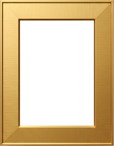 Sleek vertical brushed gold frame illustration, modern minimalist PNG design