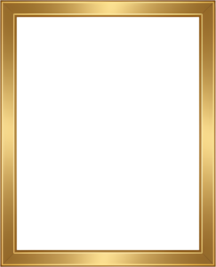 Radiant square gold picture frame illustration, brilliant polished PNG asset