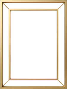 Modern gold abstract frame illustration, unique layered geometric PNG aesthetic
