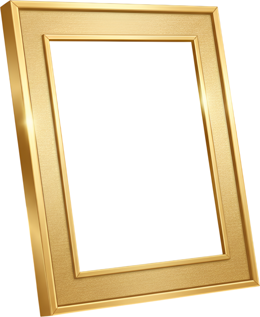 Angled golden picture frame illustration, textured elegant metallic PNG display 1 - Angled golden picture frame illustration, textured elegant metallic PNG display Free PNG Download