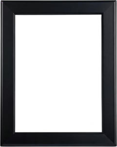 Simple black rectangular frame, clean vertical illustration, essential PNG design