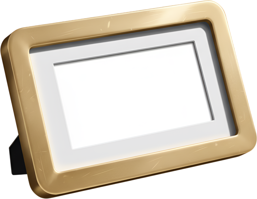 Stylish rounded gold frame, desktop stand illustration, chic angled PNG piece 1 - Stylish rounded gold frame, desktop stand illustration, chic angled PNG piece Free PNG Download