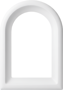 Sleek white archway frame illustration, minimalist modern display, chic PNG art