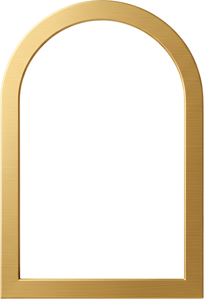 - Modern brushed gold arch frame illustration, elegant metallic display PNG piece Free PNG Download