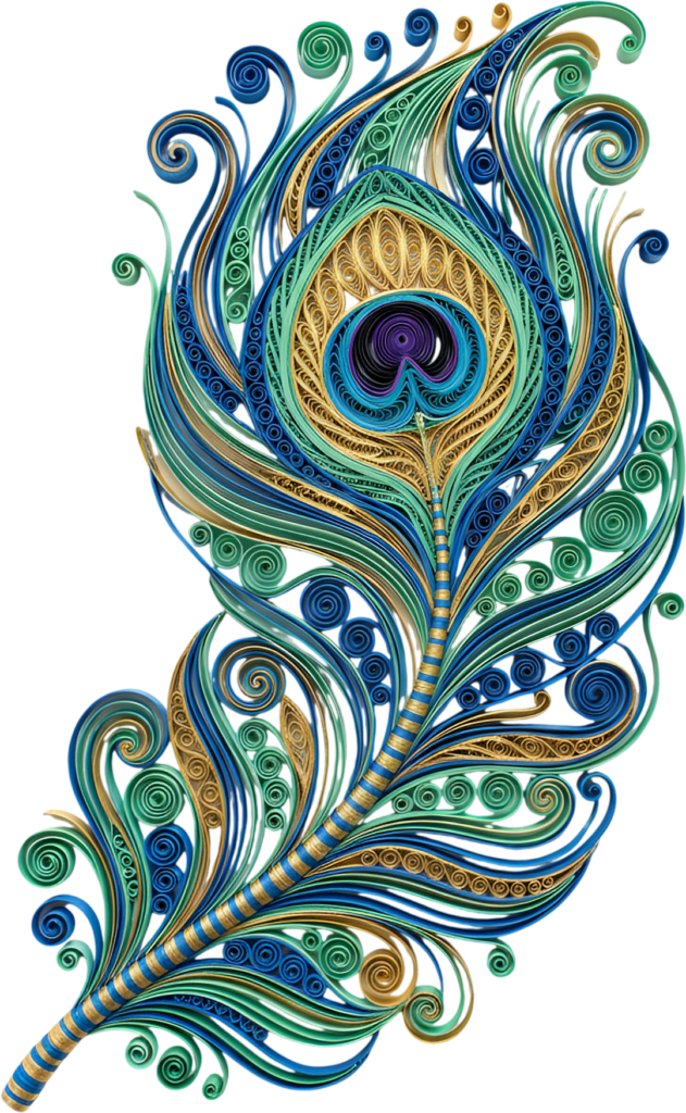 Quilled paper art transforms this intricate peacock feather into a unique textured PNG illustration for dimensional craft projects 1 - Quilled paper art transforms this intricate peacock feather into a unique textured PNG illustration for dimensional craft projects Free PNG Download