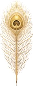 Experience pure luxury with this magnificent golden peacock feather, an ornate metallic PNG illustration for truly regal and shimmering design projects