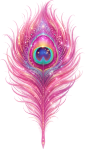 Witness the dazzling charm of this vibrant pink peacock feather, boasting a magical rainbow aura and ethereal shimmer, an exquisite PNG