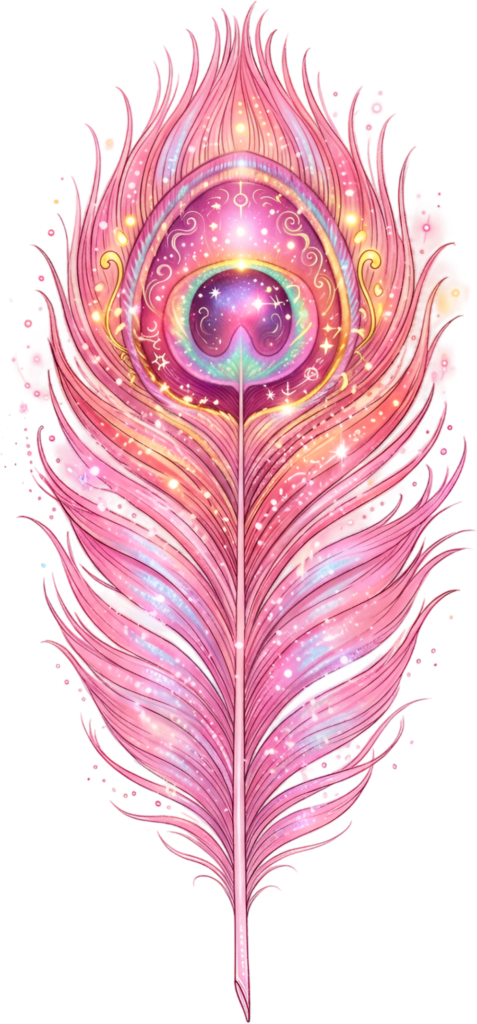 - Witness the iridescent shimmer of this luminous pink peacock feather, sparkling with magical glow, an ethereal PNG illustration for fantasy art Free PNG Download