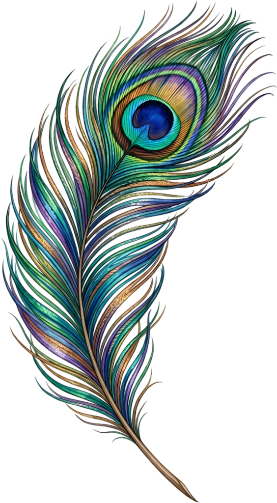 Presenting a multicolor curved peacock feather with vibrant hues, a realistic digital PNG graphic capturing natural elegance for artistic creations 1 - Presenting a multicolor curved peacock feather with vibrant hues, a realistic digital PNG graphic capturing natural elegance for artistic creations Free PNG Download