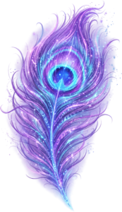 Magical Peacock Feather with glowing trails, a celestial Clipart PNG Illustration for enchanting art