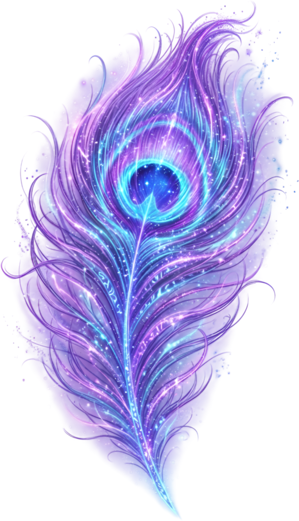 Magical Peacock Feather with glowing trails, a celestial Clipart PNG Illustration for enchanting art 1 - Magical Peacock Feather with glowing trails, a celestial Clipart PNG Illustration for enchanting art Free PNG Download