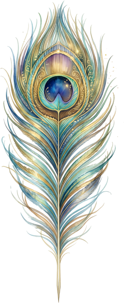 - Elegant Watercolor Peacock Feather art, a symmetrical gold Clipart PNG Illustration for sophisticated stationery Free PNG Download