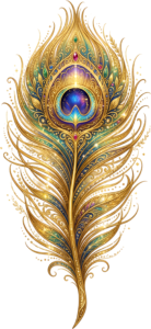 Extravagant Jeweled Peacock Feather, a sparkling cosmic Clipart PNG Illustration for luxurious fantasy designs