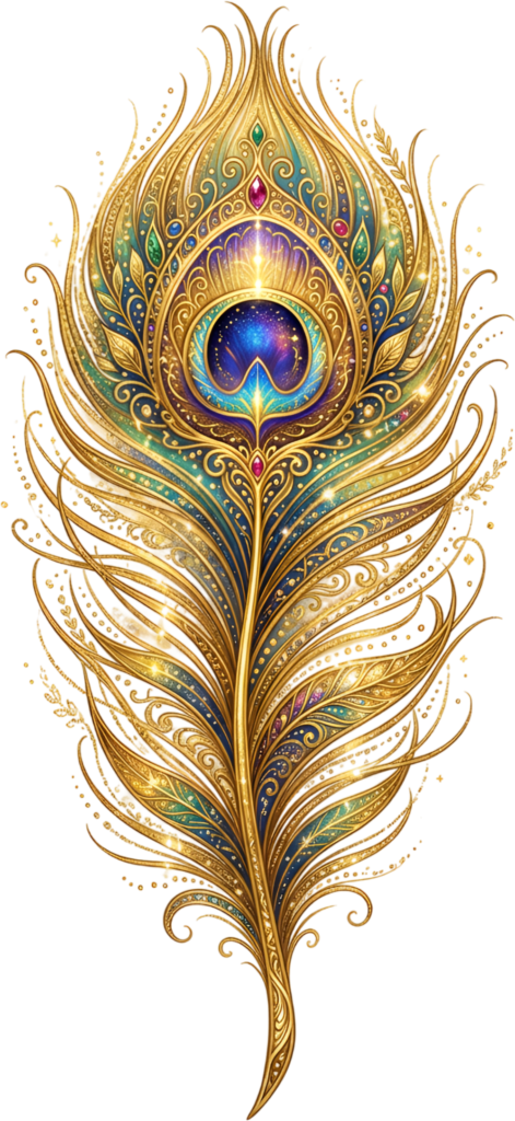 - Extravagant Jeweled Peacock Feather, a sparkling cosmic Clipart PNG Illustration for luxurious fantasy designs Free PNG Download