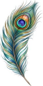 Smooth Gradient Peacock Feather, a vibrant iridescent Clipart PNG Illustration for contemporary design work