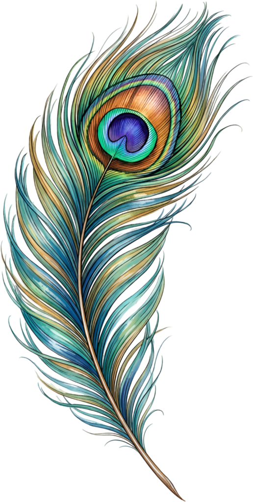 - Smooth Gradient Peacock Feather, a vibrant iridescent Clipart PNG Illustration for contemporary design work Free PNG Download