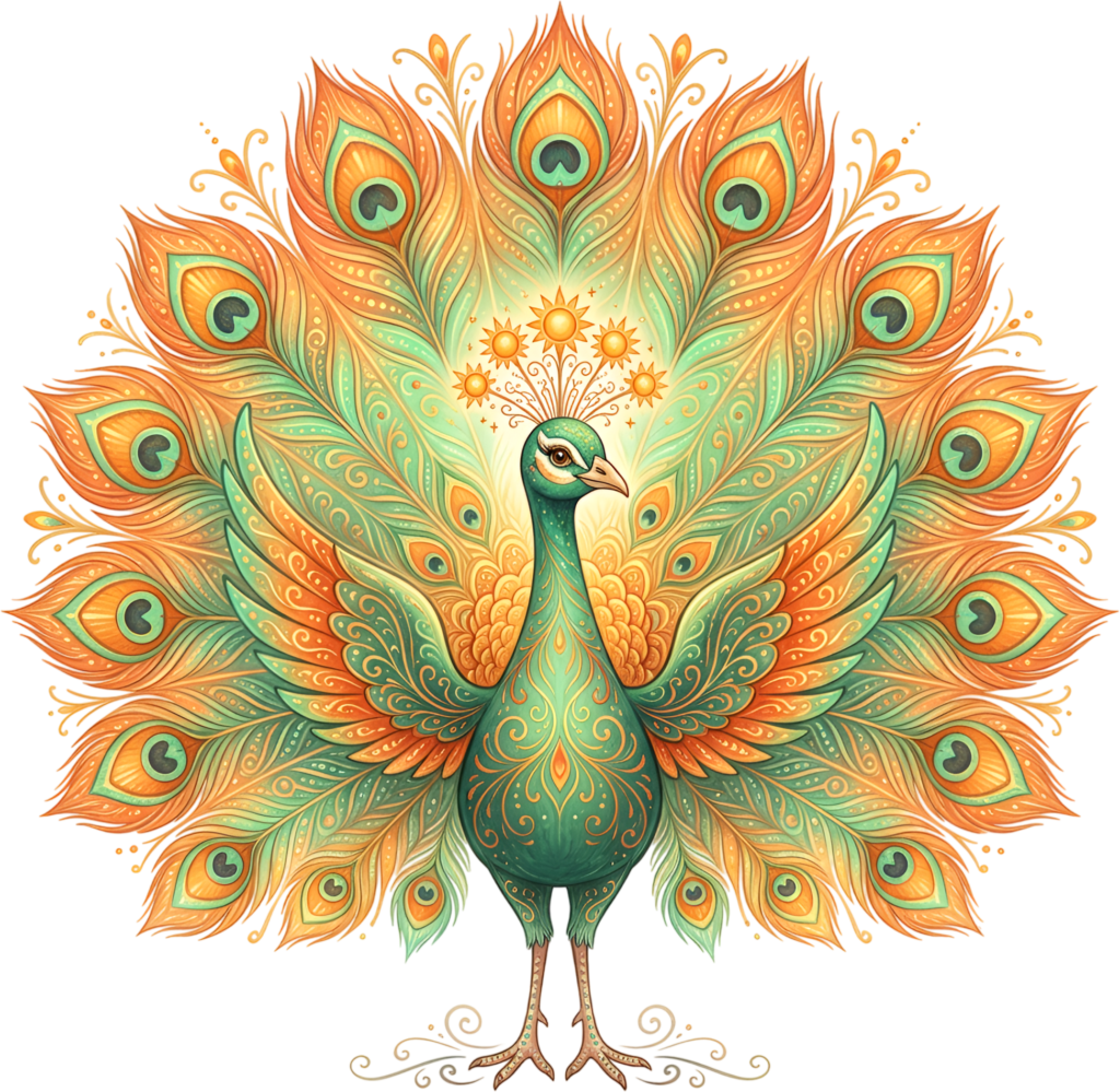 - Brighten creations with this radiant sun-inspired peacock, ideal for cheerful bohemian digital PNG clipart Free PNG Download