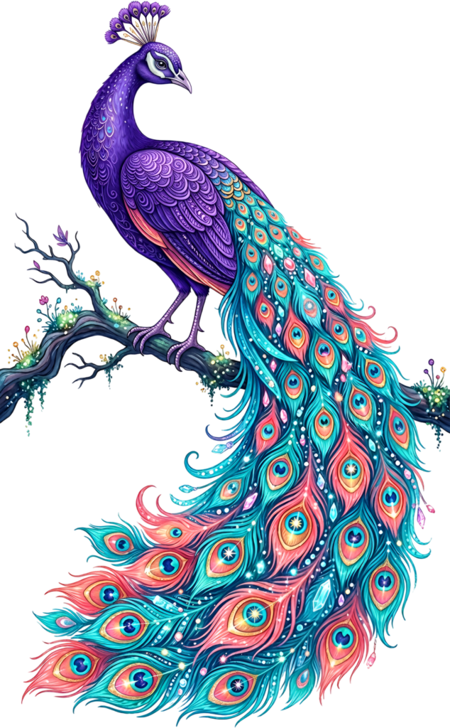 - Elevate your art with this jewel-encrusted peacock on a branch, superb for luxurious fantasy digital PNG clipart Free PNG Download
