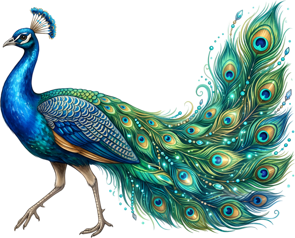 Seeking elegance? This Classic Blue Peacock Illustration offers shimmering Green Tail Feathers and Jewels Clipart PNG. 1 - Seeking elegance? This Classic Blue Peacock Illustration offers shimmering Green Tail Feathers and Jewels Clipart PNG. Free PNG Download