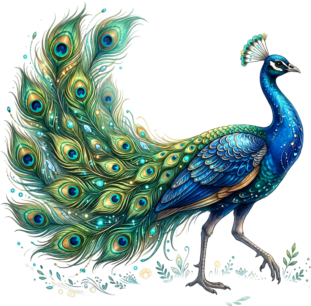 - Bring majesty to art with this Blue Peacock PNG, an Ornate Illustration featuring Sparkling Green Feathers Clipart. Free PNG Download