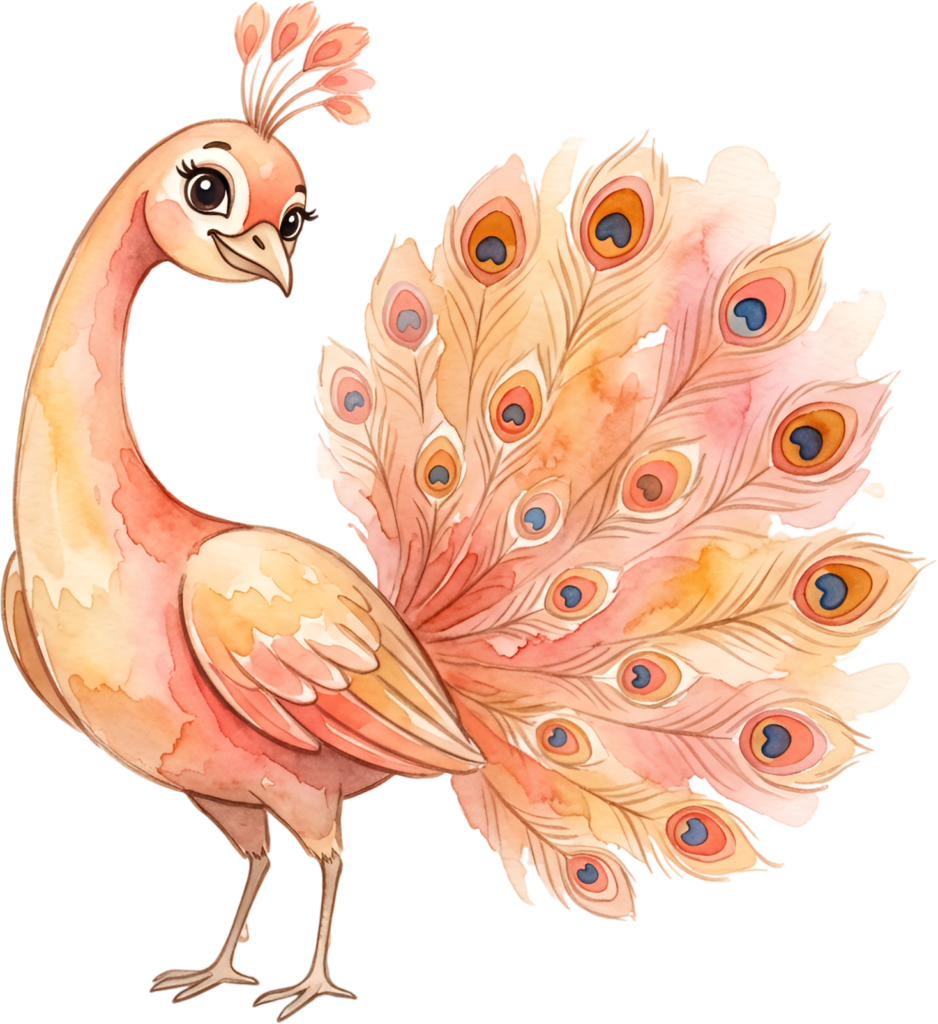 - Soft Watercolor Peahen Clipart offers charm, an Orange Peacock Illustration PNG for gentle art and decor. Free PNG Download