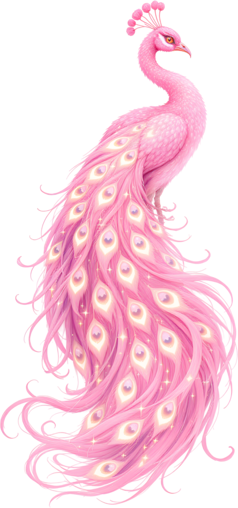 Shimmering Long Tail Feather on this Luminous Pink Peacock PNG, a beautiful Illustration Clipart. 1 - Shimmering Long Tail Feather on this Luminous Pink Peacock PNG, a beautiful Illustration Clipart. Free PNG Download