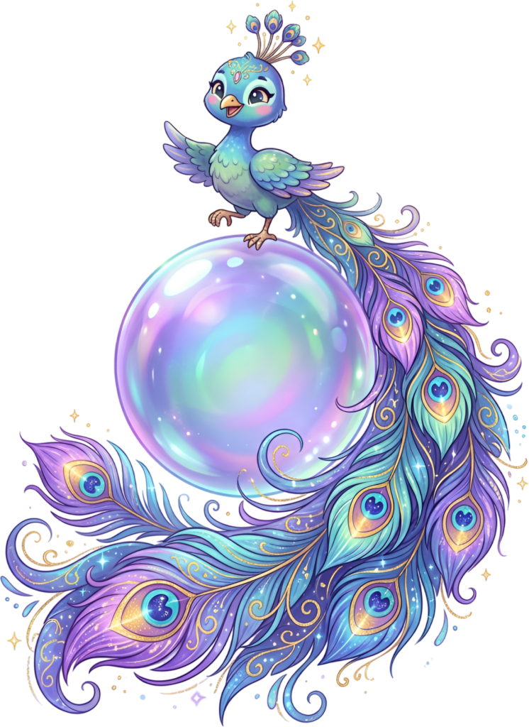 Charming Blue Bird Illustration, this Dreamy Peacock PNG balances on an Iridescent Bubble Clipart. 1 - Charming Blue Bird Illustration, this Dreamy Peacock PNG balances on an Iridescent Bubble Clipart. Free PNG Download