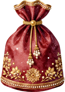 Vibrant Coral Potli Bag, designed with a grand lily and pearl-studded frame, a splendid Bridal PNG Clipart 27 - Vibrant Coral Potli Bag, designed with a grand lily and pearl-studded frame, a splendid Bridal PNG Clipart Free PNG Download