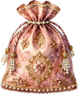 Vibrant Coral Potli Bag, designed with a grand lily and pearl-studded frame, a splendid Bridal PNG Clipart 21 - Vibrant Coral Potli Bag, designed with a grand lily and pearl-studded frame, a splendid Bridal PNG Clipart Free PNG Download