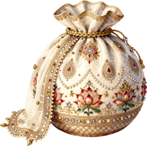Vibrant Coral Potli Bag, designed with a grand lily and pearl-studded frame, a splendid Bridal PNG Clipart 16 - Vibrant Coral Potli Bag, designed with a grand lily and pearl-studded frame, a splendid Bridal PNG Clipart Free PNG Download