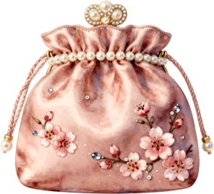 Vibrant Coral Potli Bag, designed with a grand lily and pearl-studded frame, a splendid Bridal PNG Clipart 9 - Vibrant Coral Potli Bag, designed with a grand lily and pearl-studded frame, a splendid Bridal PNG Clipart Free PNG Download