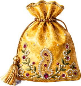 Celestial Blue Potli Pouch, featuring a delicate constellation and colorful blossoms, a unique Bridal PNG Clipart 41 - Celestial Blue Potli Pouch, featuring a delicate constellation and colorful blossoms, a unique Bridal PNG Clipart Free PNG Download