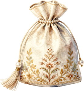 Vibrant Coral Potli Bag, designed with a grand lily and pearl-studded frame, a splendid Bridal PNG Clipart 43 - Vibrant Coral Potli Bag, designed with a grand lily and pearl-studded frame, a splendid Bridal PNG Clipart Free PNG Download