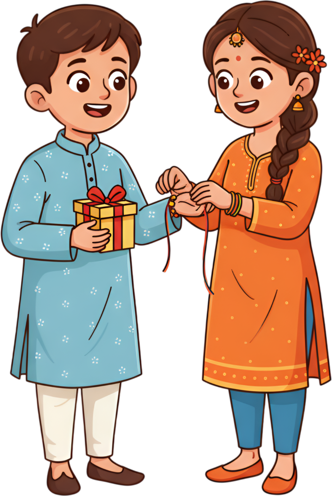 - Vibrant Raksha Bandhan Brother Sister celebration PNG graphic for delightful digital projects and festive card illustration downloads Free PNG Download