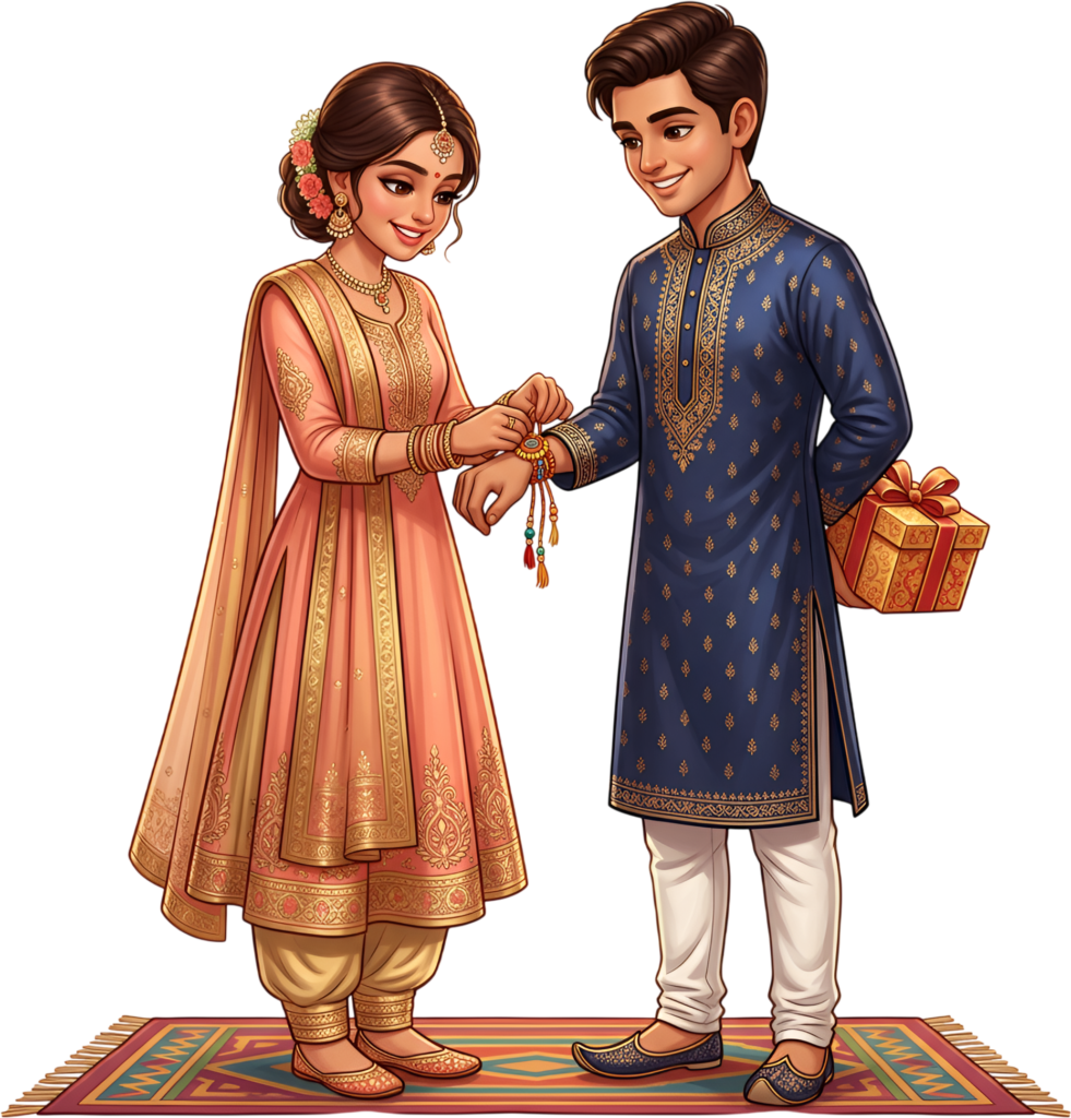 - Enhance your designs with this elegant Rakhi Brother Sister PNG image, a perfect illustration for traditional Indian festival themes Free PNG Download