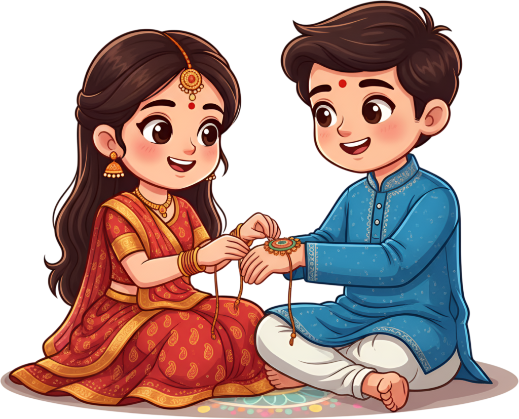 Create engaging visuals with this delightful Rakhi Brother Sister PNG image, an ideal illustration for Indian cultural greetings 1 - Create engaging visuals with this delightful Rakhi Brother Sister PNG image, an ideal illustration for Indian cultural greetings Free PNG Download