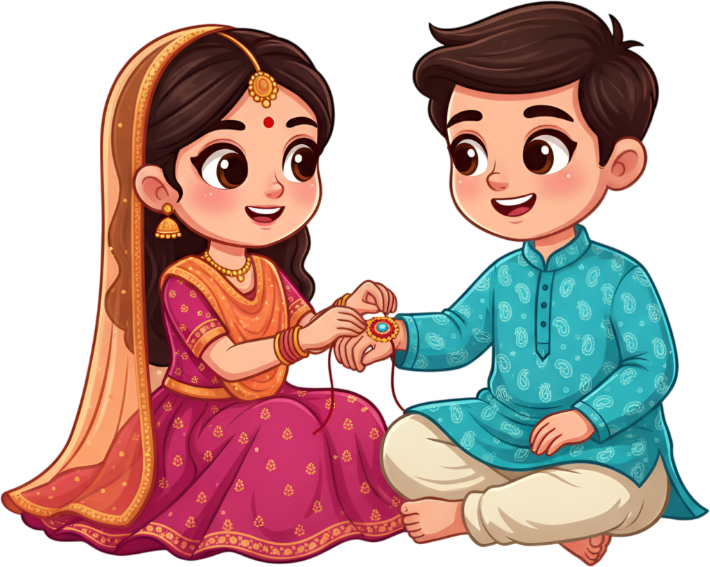 Seeking festive elements? This cheerful Rakhi Brother Sister PNG illustration provides perfect assets for digital celebration cards 1 - Seeking festive elements? This cheerful Rakhi Brother Sister PNG illustration provides perfect assets for digital celebration cards Free PNG Download