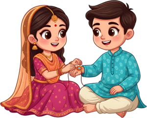 Seeking festive elements? This cheerful Rakhi Brother Sister PNG illustration provides perfect assets for digital celebration cards