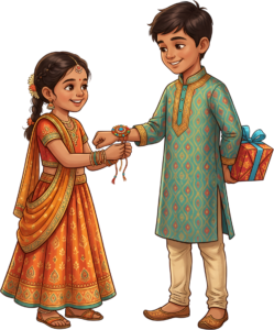 Utilize this charming Rakhi Brother Sister PNG graphic as a versatile illustration for your festive digital design requirements