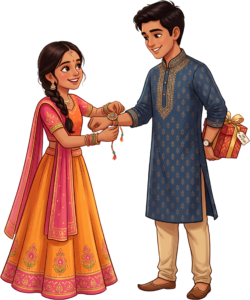 Design captivating materials using this beautiful Rakhi Brother Sister PNG image, an essential illustration for festive projects