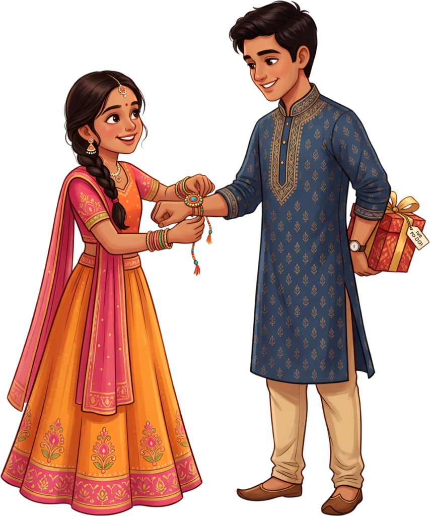 Design captivating materials using this beautiful Rakhi Brother Sister PNG image, an essential illustration for festive projects 1 - Design captivating materials using this beautiful Rakhi Brother Sister PNG image, an essential illustration for festive projects Free PNG Download