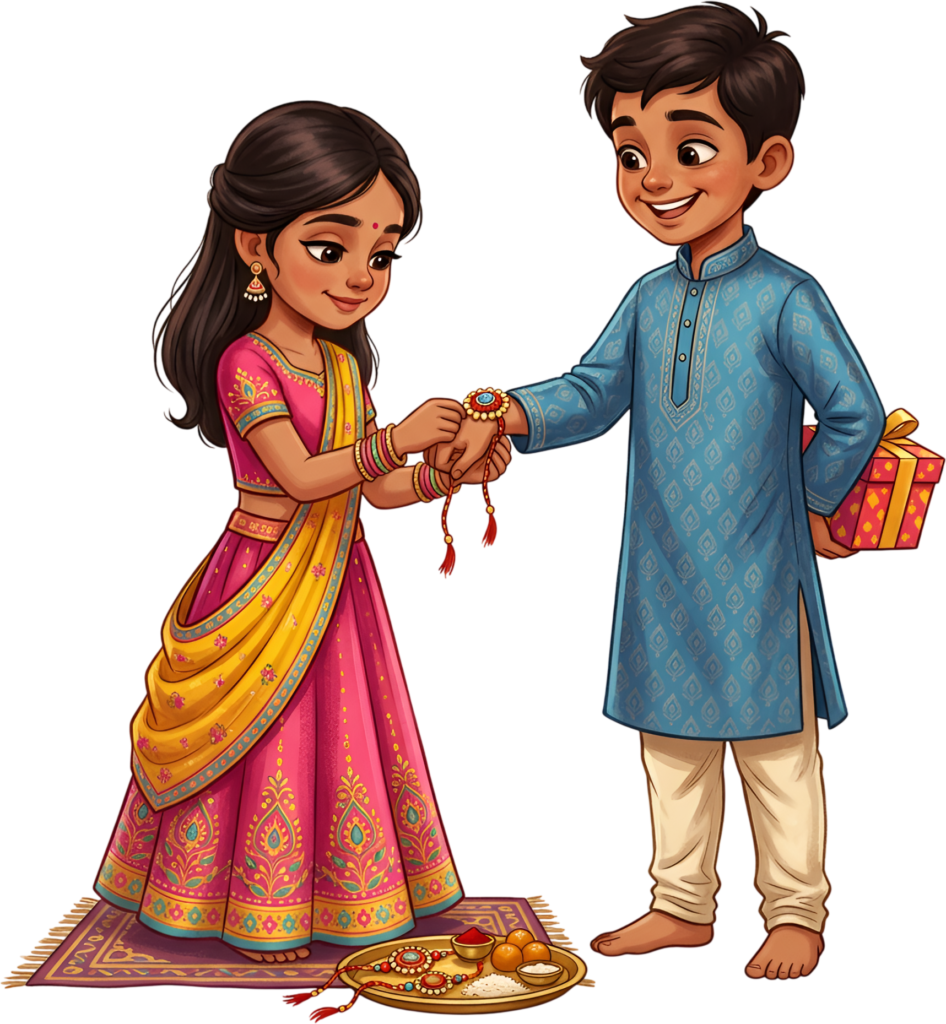 Get this beautiful Rakhi Brother Sister PNG illustration for your creative projects, celebrating the Indian sibling bond 1 - Get this beautiful Rakhi Brother Sister PNG illustration for your creative projects, celebrating the Indian sibling bond Free PNG Download