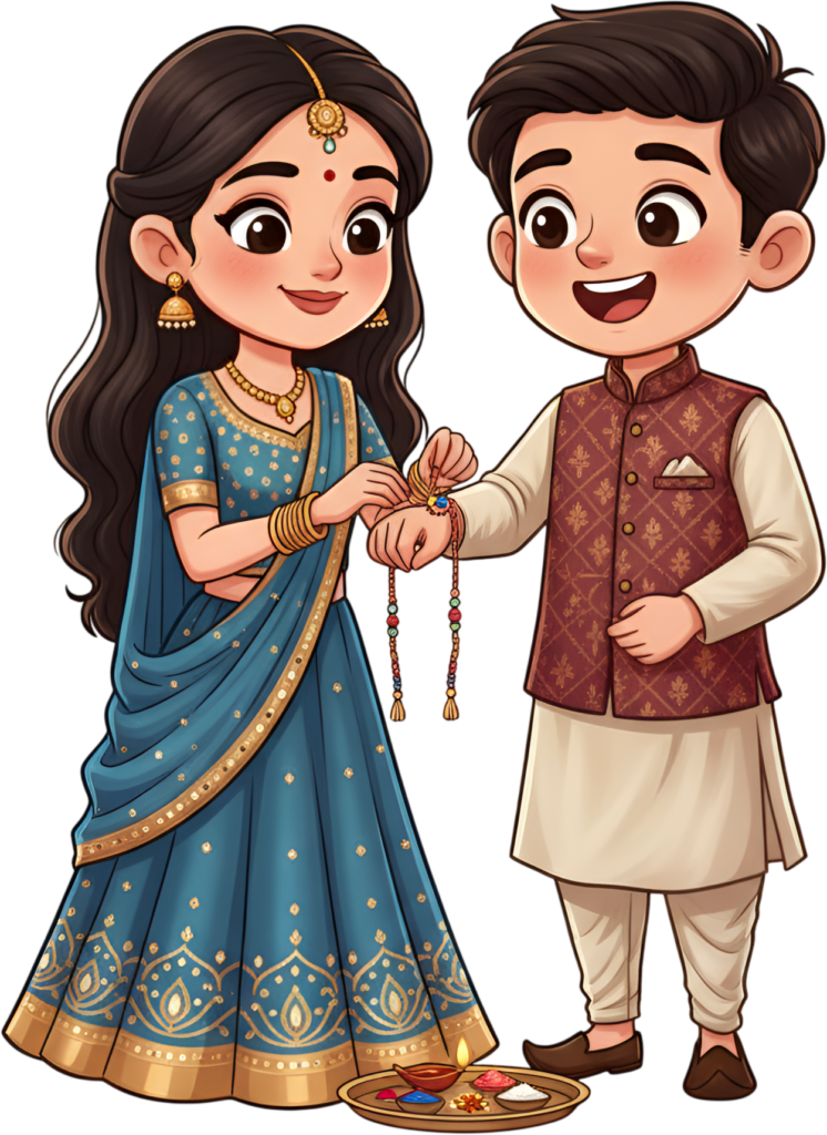 - Witness the traditional Rakhi Brother Sister ceremony with this elegant PNG illustration perfect for cultural holiday graphics Free PNG Download